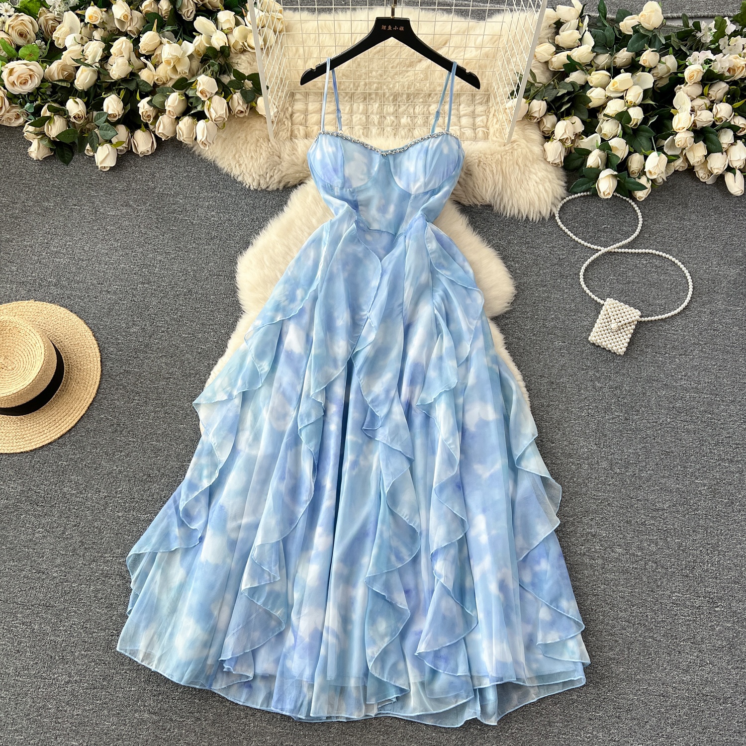 beige and gold dress Shiny beige midi corset dress main image 1