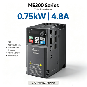 มอเตอร์อินเวอร์เตอร์ VFD4A8ME23ANNAA ME300 IP20 220V 3 เฟส 0.75kW รองรับ Modbus สำหรับควบคุมความเร็วพัดลม มอเตอร์ IM PM ขายดี รุ่นใหม่ - Product Image 1