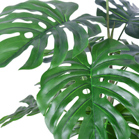 HAIHONG Feuilles de Monsteras Vertes Bonsaï Décoration Extérieure Artificielle Vraie Touche Faux Plastique PE Matériel pour Décorations de Café
