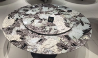 Table basse en marbre de montagne enneigée Fox, pierre naturelle, moderne, polie, grande dalle, motifs de montagne enneigée uniques