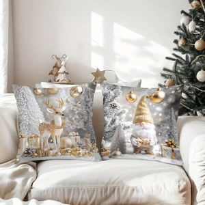 Housses de coussin personnalisées de Noël en 100 % polyester – Douces et polyvalentes pour la maison, l'extérieur et l'hôtel, avec fermeture éclair moderne - Product Image 4