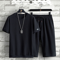 YiXin — ensemble pour hommes de couleur unie, ensembles surdimensionnés pour hommes, sweat-shirt à manches courtes élastique, séchage rapide, personnalisés
