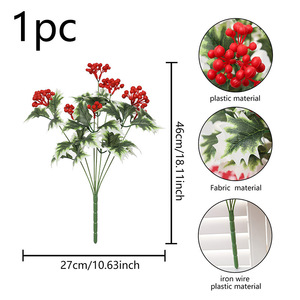 <span class=keywords><strong>Tige</strong></span> de baies rouges artificielles de haute qualité, décoration fruitée réaliste pour la table des fêtes, les mariages et les arrangements de fête - Product Image 6