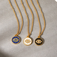 YYN ODM Collier unisexe en acier inoxydable plaqué argent avec pendentif œil bleu en strass et chaîne croisée 45cm Anniversaire