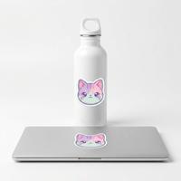 Pegatinas de Vinilo de Gatos Anime Kawaii, Calcomanías Personalizadas con Logotipo de Animales, para Empresas Pequeñas y Regalos de Papelería