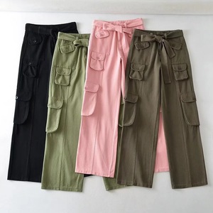Pantalon de jogging à jambes larges <span class=keywords><strong>kaki</strong></span> solide, <span class=keywords><strong>taille</strong></span> <span class=keywords><strong>basse</strong></span>, Baggy <span class=keywords><strong>Cargo</strong></span> pour femmes, pantalon <span class=keywords><strong>Cargo</strong></span> décontracté pour dames - Product Image 3