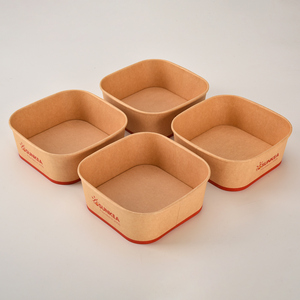 Ensaladera de papel <span class=keywords><strong>poco</strong></span> profundo cuadrada desechable para llevar de 1250ml con tapa, cuenco de papel cuadrado - Product Image 4