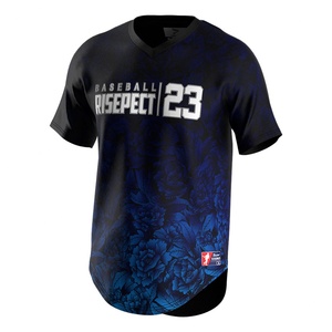 Uniformes de Béisbol Hip-Hop de Manga Corta con Sublimación de Logotipo Personalizado, Camiseta Deportiva Azul Completa para Hombre - Product Image 1