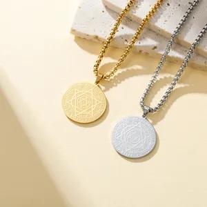 Set di Gioielli con Ciondolo Om, Collana e Portachiavi, Mandala di Loto, Simboli Sanscriti, Gioielli in Acciaio Inossidabile per Yoga e Meditazione Spirituale - Product Image 2