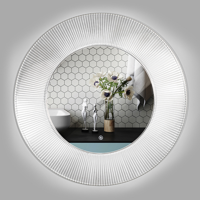 Luxury Custom Modern Bathroom Clear Glass Crystal Wall-Mounted Waterproof LED Smart Vanity Mirror