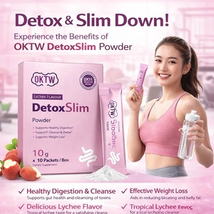 OKTW Detox Slim Poudre aromatisée à la litchi Favorise une digestion saine Détoxification Perte de poids Complément alimentaire 10g X10 sachets - Product Image 5