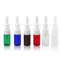 Bouteille de pulvérisation nasale PET colorée de 10ml contenants de pulvérisation nasale/orale portables emballage de liquide médicinal avec pompe noire/blanche
