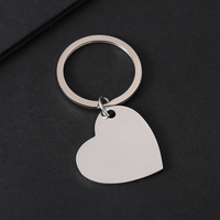 Porte-clés en acier inoxydable en forme de cœur gravable personnalisé Ywyougang, breloque vierge pour cadeau personnalisé et accessoire de bricolage