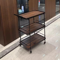 Chariot de service moderne en métal à 4 roues et 3 étagères pour hôtel, cuisine, salon, salle à manger, pour la livraison de thé, de vin, de gâteaux