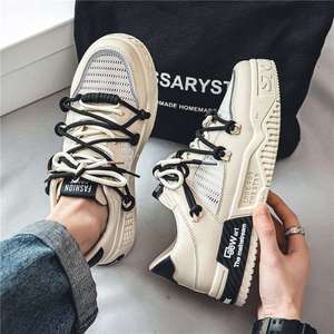 Men's <b>Shoes</b> 2025 New Autumn Breathable Thin Mesh Thick-Soled Lace-Up White Sneakers <b>Height</b>-<b>Increasing</b> Casual Sports Trendy - Product Image 2