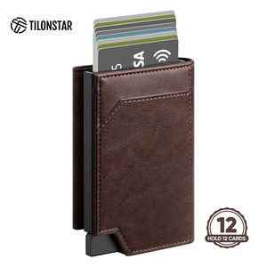 TILONSTAR TVC505-Porte-cartes en cuir minimaliste avec logo personnalisé, porte-cartes en aluminium avec blocage RFID pour hommes - Product Image 1