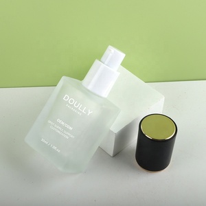 Envase Cosmético de Vidrio Transparente Esmerilado de 30 ml con Bomba para Base de Maquillaje, Forma Plana, Superficie para Serigrafía, Marca <span class=keywords><strong>Doully</strong></span> - Product Image 3