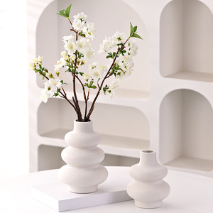 Nordic Style Creative Gourd Shape Matte Finish Ceramic <b>Vase</b> for Bed and Breakfast Home Decor Display - Product Image 2