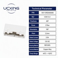 Conector WX 1376113-1 de 40 Pines, Contactos de Aleación de Cobre 180, Adaptador Macho de 12V CC, Carcasa Rectangular de SPS/PBT, 2.5A para Control Electrónico