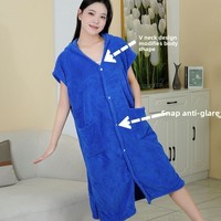 Nouveau corail velours une pièce peignoir respirant genou longueur Cape à capuche avec jupe portable pour la maison été serviette de bain grande taille