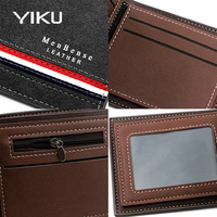 Dompet pria Bisnis pendek, dompet pria tipis kulit lembut modis sederhana