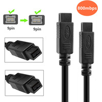 Câble de transfert de données IEEE 1394 FireWire 800 à 800, 9 broches à 9 broches, en cuivre pur, noir