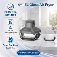 Système de cuisson portable 4-en-1 Air Fryer Crispi |   Friteuse sans huile intelligente 4+1,5L avec écran tactile numérique et pot en verre visible, économe en énergie