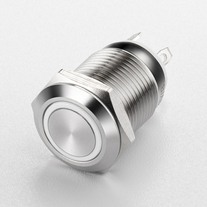 Stainless Steel 12mm Round Head <b>Push</b> <b>Button</b> <b>Switch</b> IP65 Screw Terminal Mechanical Ring-Illuminated - Product Image 1