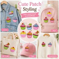 Patchs brodés thermocollants et à coudre en vrac, motifs cupcakes, desserts, glaçages, cerises et vermicelles, style Kawaii mignon