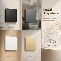 Interrupteur mural sans fil RF Intellect Self Power Switch, étanche, auto-alimenté, double pôle, 1 gang, 1 voie, avec portée de 100 m, IP44