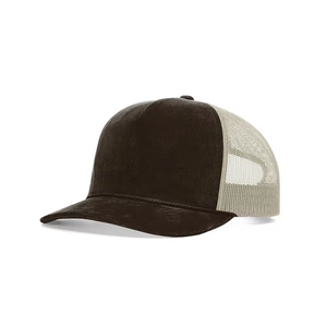 Gorra de camionero de malla de pana bordada con logotipo personalizado, gorra de camionero de 5 paneles para hombre - Product Image 4