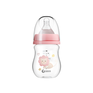 Botella de leche de vidrio para bebés, 120ML, 4OZ, bonita botella de alimentación Ovalada para bebés, nueva llegada, cuello ancho puro con pezón de silicona, OEM sin mango - Product Image 1