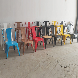 鉄製ダイニングチェア背もたれ付き工業スタイル屋外バーベキュー & カフェミルクティーショップ家庭用家具用ハイバーチェア - Product Image 3