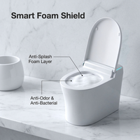 Toilette intelligente avec capteur radar, chasse d'eau automatique, lavage arrière, sécheur d'air, siège chauffant et télécommande