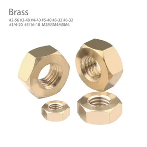 High Quality Brass Hex Nut For Furniture #4-40 #3-48 #5-40 #6-32 #8-32 M2M3M4MM5M6 Brass Copper Hex Nut DIN934