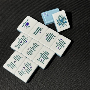Set Mahjong di Lusso Blu Perla Trasparente Bam Bird con 160 Tessere Intagliate, Set Mahjong Personalizzato Serie Piante, Regalo - Product Image 4