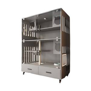 Modern mewah 3 Tingkat kucing kayu Villa dalam ruangan kucing peliharaan besar bermain kandang rumah sarang furnitur rumah untuk ruang tamu musim dingin - Product Image 1