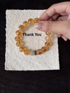 Bracelet vintage unisexe en pierres semi-précieuses naturelles de citrine pour la méditation, le soulagement du stress, l'anniversaire, tendance pour hommes et femmes - Product Image 2