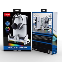 Support vertical PG-P5S006 pour station de charge PS5, support de rangement avec éclairage RVB pour support de chargeur PS5