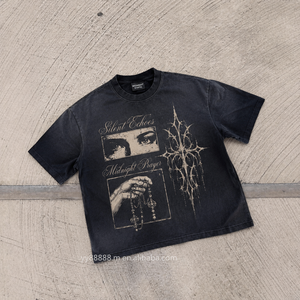 T-shirt OEM Acid Wash 300gsm in Cotone Pesante 100% Cotone, Vestibilità Ampia Oversize, Personalizzabile con Logo, T-shirt da Uomo di Alta Qualità - Product Image 1