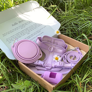 Nuevos Accesorios para Perros, Juego de Correa y Arnés para Perro, Personalizado con Logotipo, de Lujo, de PVC y Neopreno, con Tazón Portátil para Mascotas - Product Image 1