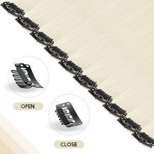 Extensions de cheveux colorées à clipser, 10 pièces, beige <span class=keywords><strong>blond</strong></span>, mèches droites synthétiques pour femmes, 22 pouces - Product Image 2