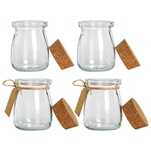 Piccolo Contenitore in <span class=keywords><strong>Vetro</strong></span> Trasparente con Coperchio in Sughero, <span class=keywords><strong>Barattolo</strong></span> Rotondo per Caramelle, Budino, Marmellata, Yogurt, Spezie, Miele - Vari Stili di Coperchi per Bottiglie in <span class=keywords><strong>Vetro</strong></span> - Product Image 4