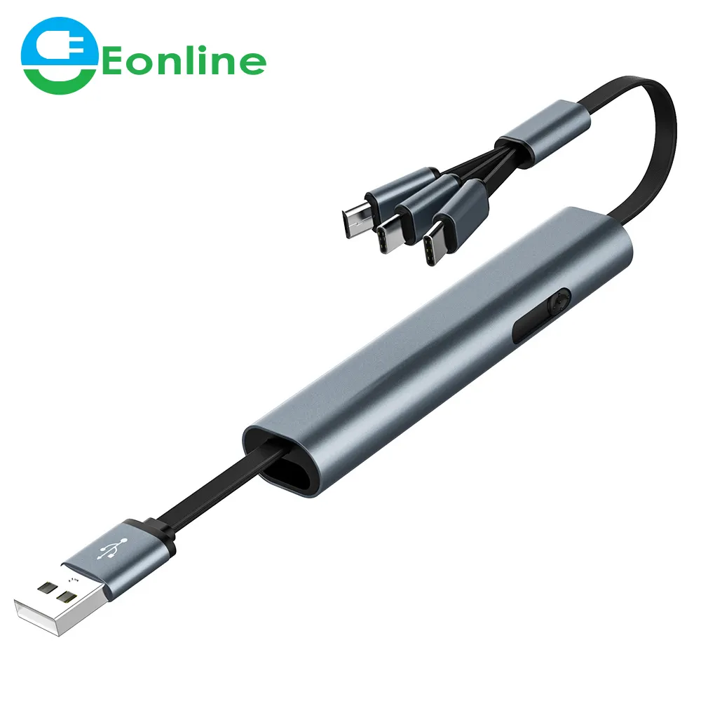 EONLINE3in1電話用急速充電USBケーブルSamsungHuawei隠しマルチリトラクタブルマイクロUSBC充電器ケーブルクリエイティブギフト