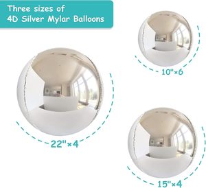 In the Trend 50 Inch Silver Gold Rose Gold Mix Color Party Decoration Sphere <b>Balloon</b> Large Outdoor Foil 4D <b>Balloons</b> - Product Image 3