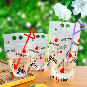 Bolsas Biodegradables para Bebidas, Bolsas de Plástico para Jugos Congelados con Pajita - Product Image 4