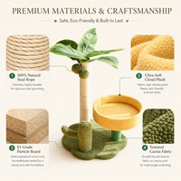 Arbre à chat en gros en forme de palmier de coco avec poteau à gratter en corde de sisal, lit rond en peluche et poteau en bois pour chats d'intérieur OEM