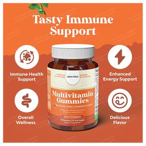 Gomitas Multivitamínicas en Stock para Adultos - Sabores Naranja, Fresa y Cereza, Suplemento Diario Vegano, Sin Gluten, para la Inmunidad y la Memoria - Product Image 2