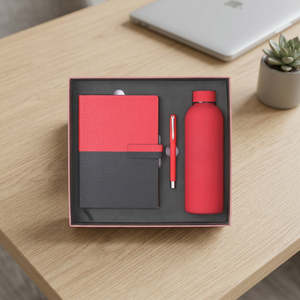 Ensemble cadeau de carnet A5 en cuir PU de style professionnel, stylo personnalisé, bouteille d'eau en acier inoxydable - Édition Saint-Valentin Halloween - Product Image 1