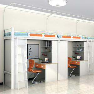 2 Decker Triple Letti <span class=keywords><strong>A</strong></span> Castello di Metallo con Tavola di Legno per I Bambini - Product Image 1